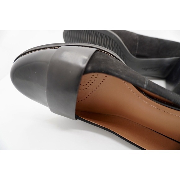Clarks Farah Brae Black‎ Suede Patent Block Heel Pumps 11 Dark Academia 35-04 - Picture 8 of 14